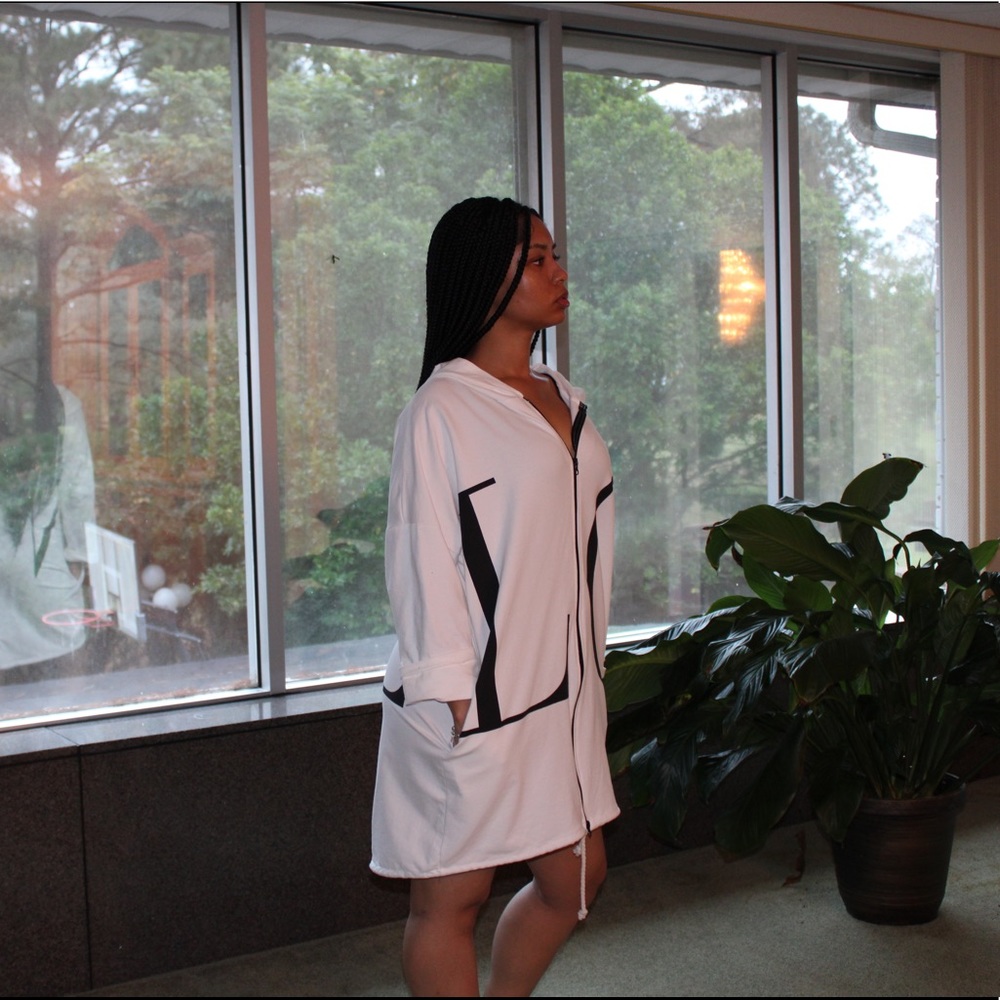 ☽ SOLD OUT Off White Love Hoodie Dress - Picture 3 of 16